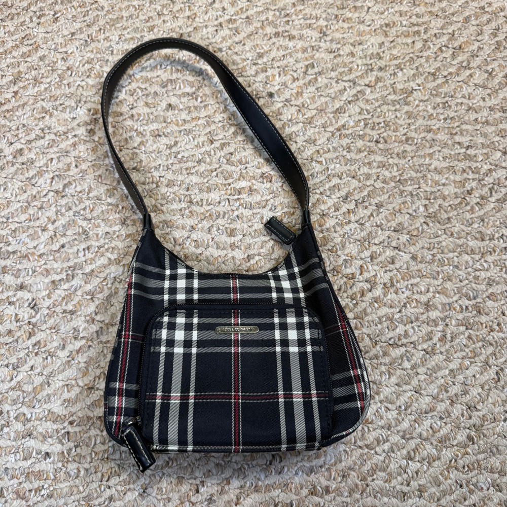VTG Nine West Black Plaid Shoulder Bag Organizer Mini Purse Y2K Style Punk